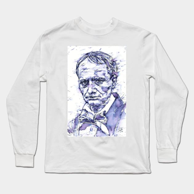 CHARLES BAUDELAIRE - watercolor and ink portrait Long Sleeve T-Shirt by lautir